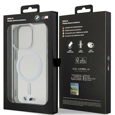 Etui BMW Silver Ring MagSafe na iPhone 15 Pro - przezroczyste