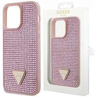 Etui Guess GUHCP14LHDGTPP na iPhone 14 Pro - różowe Rhinestone Triangle