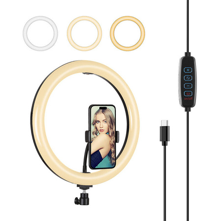 PULUZ LAMPA PIERŚCIENIOWA Z UCHWYTEM NA TELEFON DO NAGRYWAŃ STREAMINGU