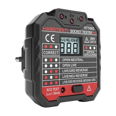 HABOTEST TESTER DO GNIAZDA Z WYŚWIETLACZEM CYFROWYM WYSOKA PRECYZJA HT106D