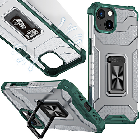 Crystal Ring Case pancerne hybrydowe etui pokrowiec + magnetyczny uchwyt iPhone 12 zielony