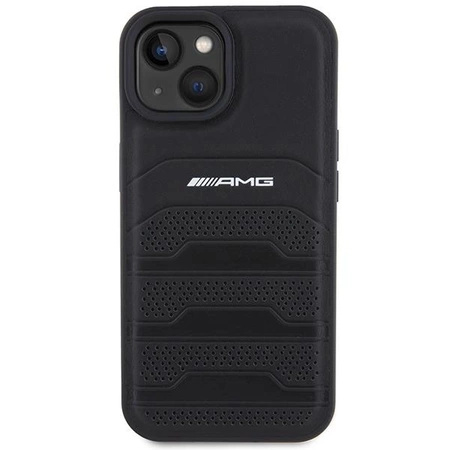 Etui AMG Leather Debossed Lines do iPhone 15 Plus - czarne