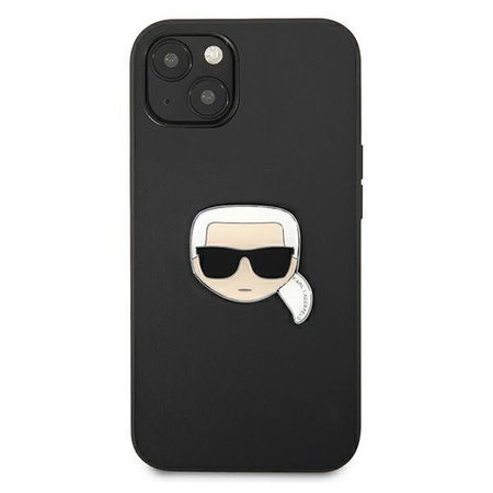Karl Lagerfeld KLHCP13SPKMK iPhone 13 mini 5,4" czarny/black hardcase Leather Ikonik Karl`s Head Metal