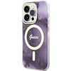 Etui Guess GUHMP14LHTMRSU na iPhone 14 Pro purpurowy/purple hardcase Golden Marble MagSafe