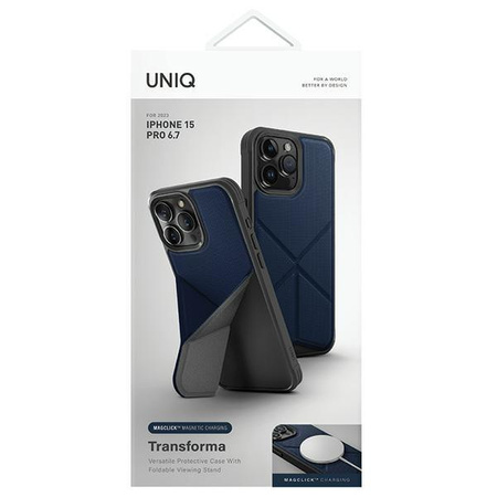 UNIQ etui Transforma iPhone 15 Pro Max 6.7" Magclick Charging niebieski/electric blue