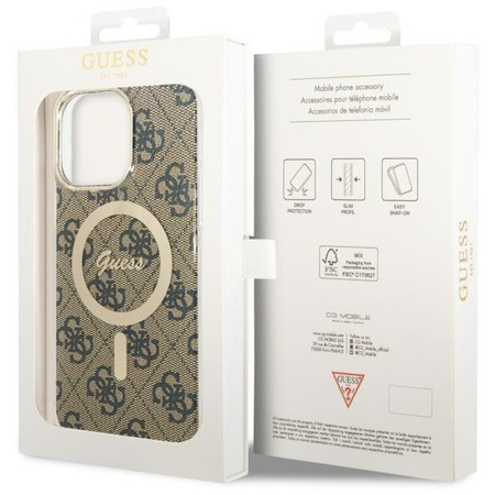 Etui Guess GUHMP14XH4STW na iPhone 14 Pro Max 6.7" - brązowe 4G MagSafe