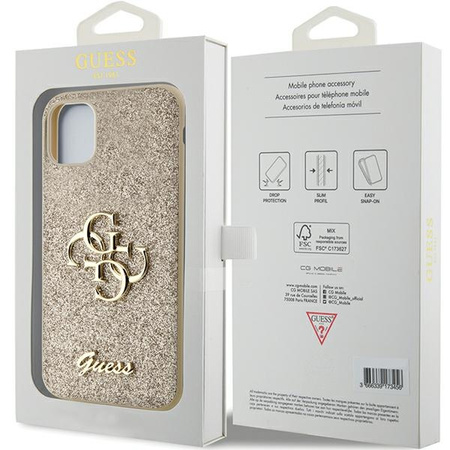 GUESS CASE HARD DO IPHONE 11 6,1 XR ZŁOTE GLITTER SCRIPT BIG 4G PREMIUM