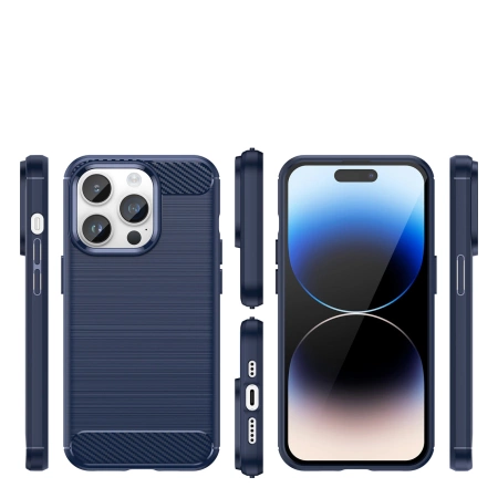 Carbon Case etui iPhone 14 Pro Max elastyczny żelowy pokrowiec na tył plecki niebieski