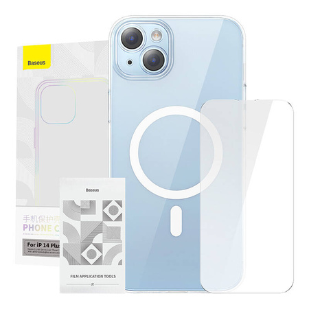 BASEUS ETUI CRYSTAL SERIES DO IPHONE 14 PLUS MAGNETYCZNE + SZKŁO HARTOWANE