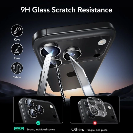 Osłona aparatu ESR Armorite na iPhone 14 Pro / Pro Max / 15 Pro / Pro Max / 16 Pro / Pro Max / 17 Pro / Pro Max - przezroczysta