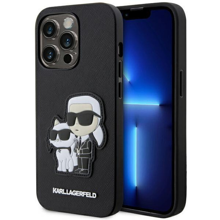Etui Karl Lagerfeld KLHCP14XSANKCPK na iPhone 14 Pro Max 6.7" hardcase - czarne Saffiano Karl&Choupette