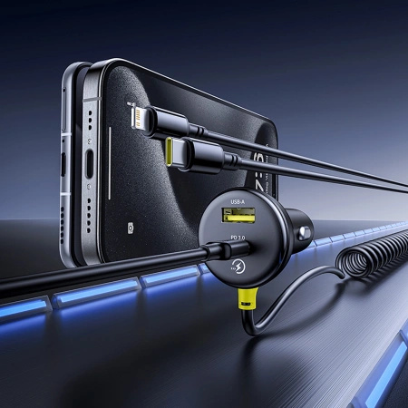 BASEUS ŁADOWARKA SAMOCHODOWA CIRCULAR 60W Z USB-A USB-C DO LIGHTNING