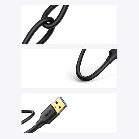 Ugreen kabel przewód USB-A - USB-A USB3.0 5Gb/s 0.5m czarny (US128)