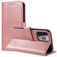 Etui portfel z klapką podstawką do iPhone 15 Pro Max Magnet Case - różowe
