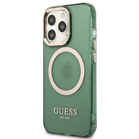 Guess GUHMP13LHTCMA iPhone 13 Pro / 13 6,1" zielony/khaki hard case Gold Outline Translucent MagSafe