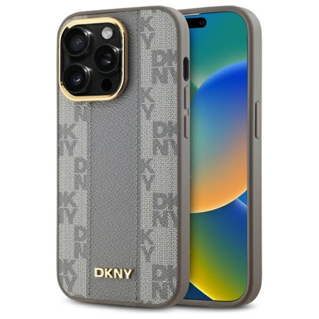 DKNY ETUI HARDCASE DO IPHONE 14 PRO 6.1 LEATHER CHECKERED MONO PATTERN