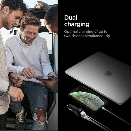 SPIGEN STEADIBOOST F31QC 2-PORT CAR CHARGER PD27W/QC3.0 BLACK