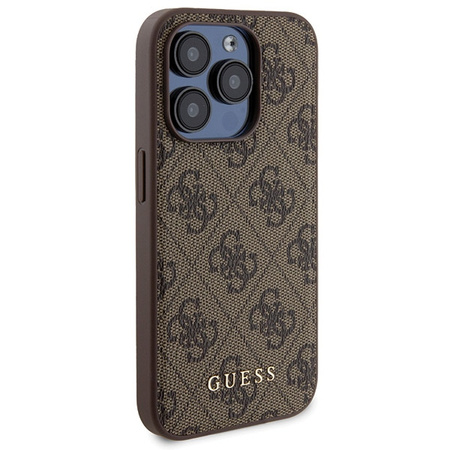Zestaw Guess GUBPM5P15X4GEMGW iPhone15 Pro Max 6.7 hardcase + Powerbank 5000mAh MagSafe brązowy/brown 4G Metal Logo