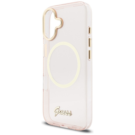 Etui Guess IML Script Metal MagSafe do   iPhone 17 różowy