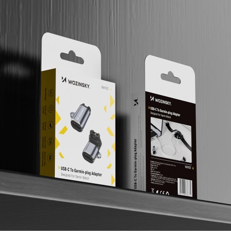 WOZINSKY PRZEJŚCIÓWKA USB-C DO SMARTWATCH GARMIN SZARY, WYSOKA