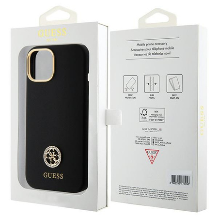 GUESS ETUI HARDCASE DO IPHONE 15 14 13 6.1” SILIKONOWE Z LOGO STRASS 4G