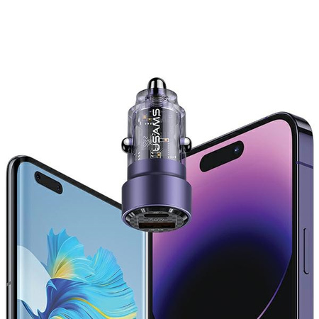 USAMS ŁADOWARKA SAMOCHODOWA C39 60W USB-C DO SAMOCHODÓW Z ŁADOWANIEM SZYBKO