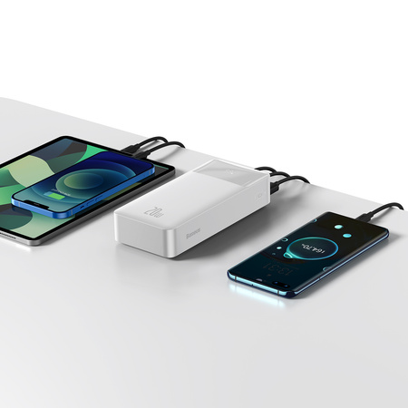 Baseus Bipow powerbank z szybkim ładowaniem 30000mAh 20W biały (Overseas Edition) + kabel USB-A - Micro USB 0.25m biały (PPBD050402)
