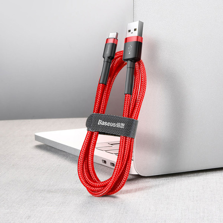 Baseus Cafule Cable wytrzymały nylonowy kabel przewód USB / USB-C QC3.0 3A 0,5M czerwony (CATKLF-A09)