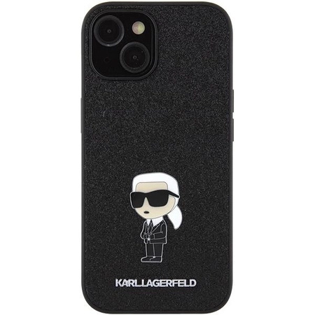 Etui Karl Lagerfeld Fixed Glitter Ikonik Logo Metal Pin do iPhone 15 - czarne
