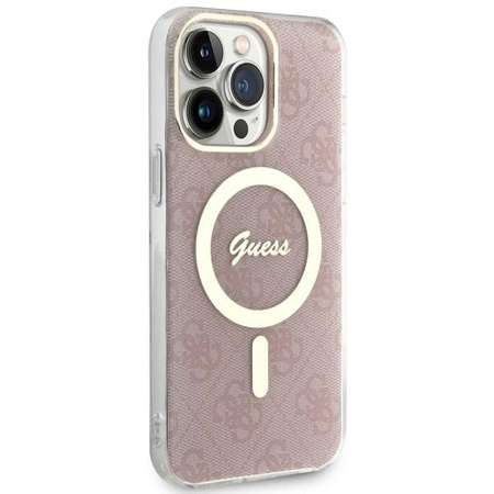 Etui Guess GUHMP14XH4STP na iPhone 14 Pro Max 6.7" - różowe 4G MagSafe