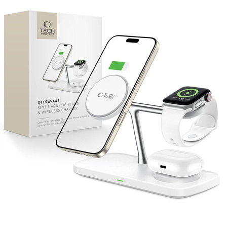 TECH-PROTECT ŁADOWARKA 3IN1 DO MAGSAFE IPHONE 15 14 13 12 11 BEZPRZEWODOWA