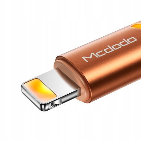 MCDODO KABEL USB LIGHTNING SZYBKIEGO ŁADOWANIA 36W DO IPHONE 13 14 1M LED POMARAŃCZOWY