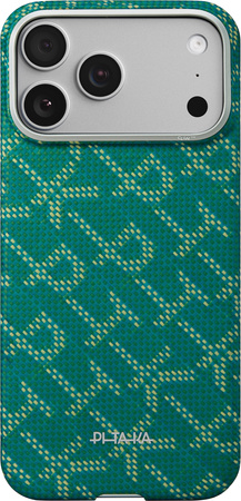 Pitaka Ultra-Slim Case, Monogram-Gold/Green - iPhone 17 Pro Max
