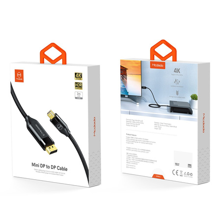 Mcdodo mini DP to DP 4K HDR monitor cable black 2m CA-8150
