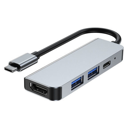 TECH-PROTECT HUB ADAPTER 4IN1 DO LAPTOPA USB-C Z WYJŚCIEM HDMI I ZASILANIEM