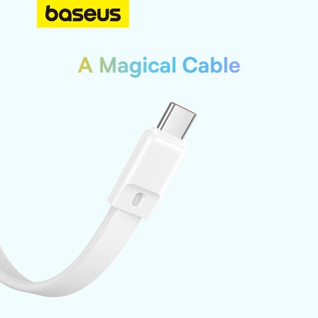 Powerbank Baseus Magnetic Mini MagSafe 10000mAh 30W z wbudowanym kablem USB-C - biały + kabel Baseus Simple Series USB-C - USB-C 60W 0.3m