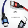 USAMS KABEL PLECIONY 3W1 DO LIGHTNING MICROUSB USB-C 0.35M SZYBKA ŁADOWARKA