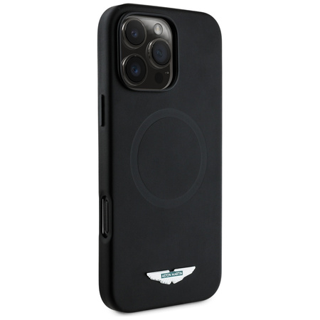 Etui Aston Martin HC FW Logo do iPhone   16 Pro MagSafe czarny
