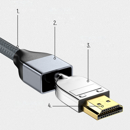 Wozinsky kabel HDMI 2.1 8K 60 Hz 48 Gbps / 4K 120 Hz / 2K 144 Hz 2 m srebrny (WHDMI-20)