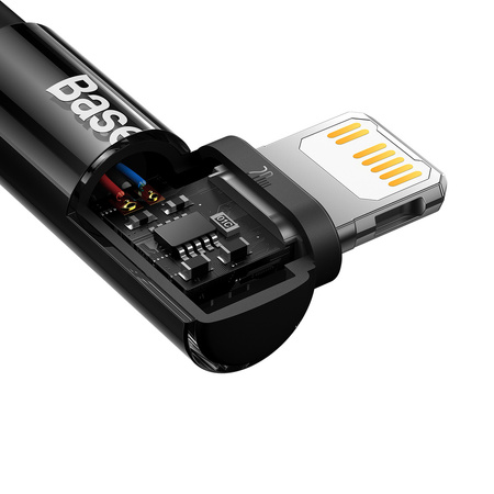 Baseus MVP 2 Elbow kątowy kabel przewód Power Delivery z bocznym wtykiem USB Typ C / Lightning 2m 20W czarny (CAVP000301)
