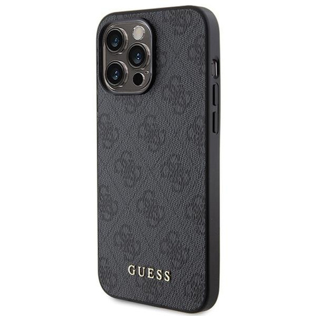 Etui Guess 4G Metal Gold Logo na iPhone 15 Pro - szare