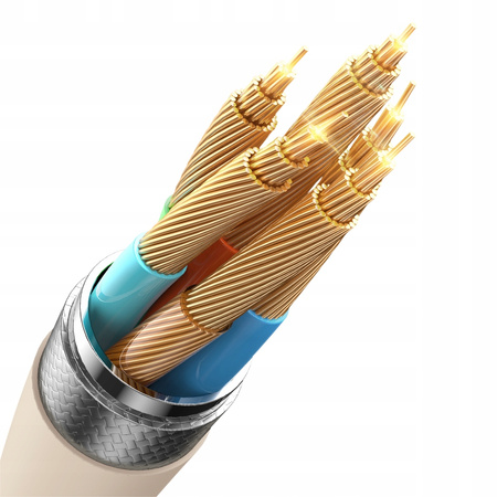 MCDODO KABEL USB-C SZYBKIE ŁADOWANIE DO SAMSUNG XIAOMI TYP C 6A 100W 1M LED BEŻOWY