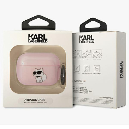 Etui Karl Lagerfeld KLAPHNCHTCP na AirPods Pro - różowe Ikonik Choupette