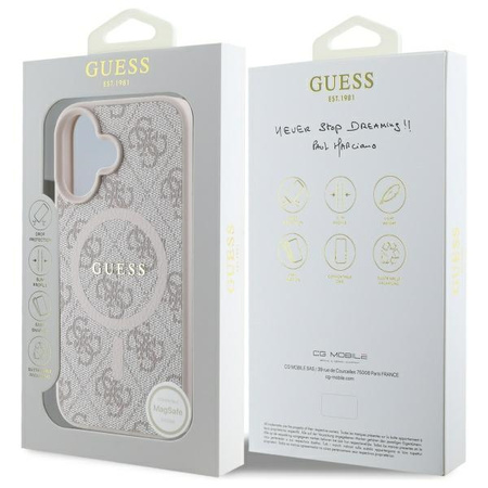 GUESS POKROWIEC DO IPHONE 16 6.1 DO MAGSAFE HARDCASE CLASSIC LOGO RING 4G