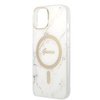 Guess zestaw ładowarka MagSafe + etui do iPhone 14 Plus 6,7" białe Marble (GUBPP14MHMEACSH)