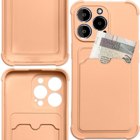 Card Armor Case etui pokrowiec do iPhone XS Max portfel na kartę silikonowe pancerne etui Air Bag różowy