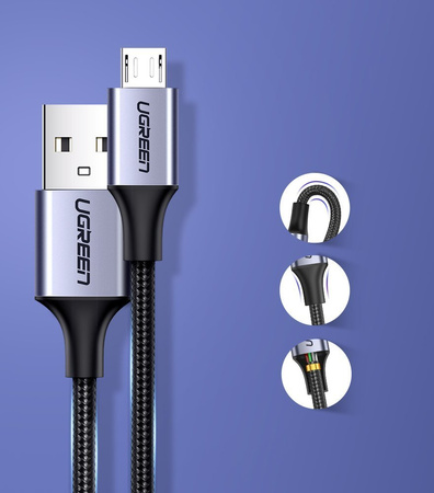 Ugreen kabel przewód USB - micro USB 2m szary (60148)