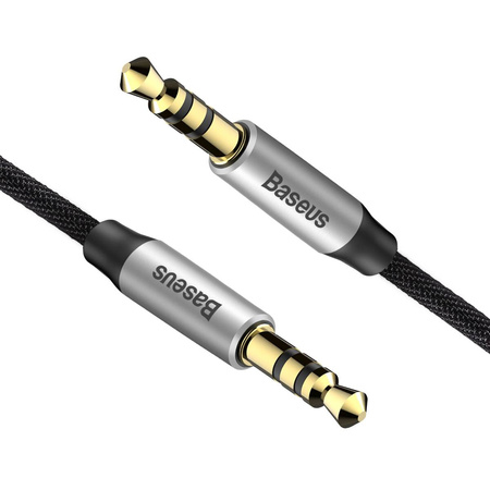 Baseus Yiven M30 kabel audio stereo AUX 3,5 mm męski mini jack 1,5m srebrno-czarny (CAM30-CS1)