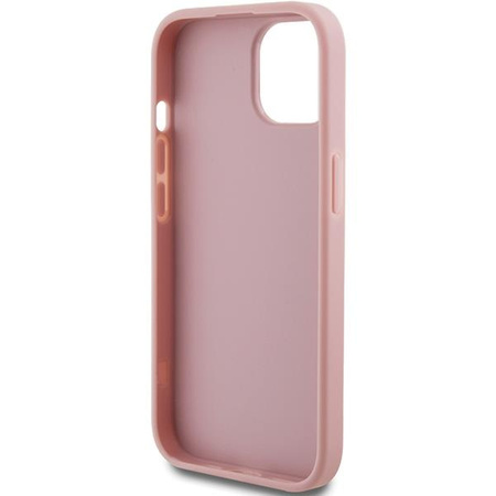 Etui Guess Glitter Script Big 4G na iPhone 15 - różowe