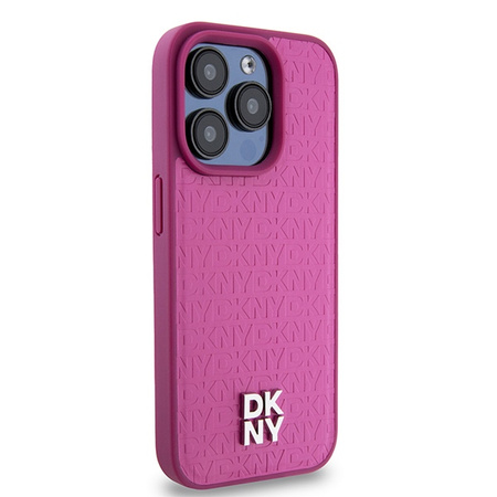 DKNY POKROWIEC DO IPHONE 15 PRO 6.1 SKÓRZANE MONOGRAM LOGO METALOWE DO